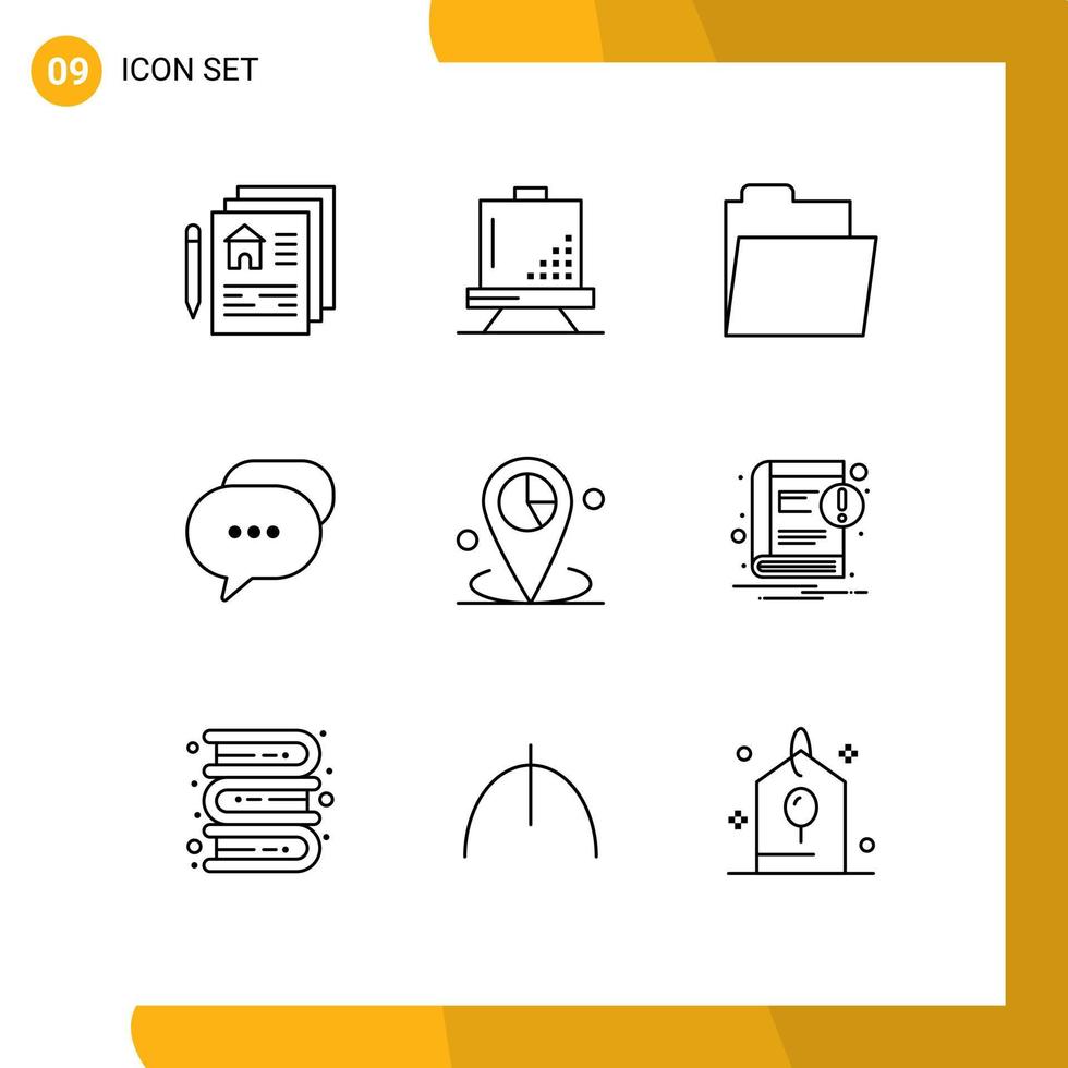 User Interface Pack of 9 Basic Outlines of graph bubble paint messages chat Editable Vector Design Elements