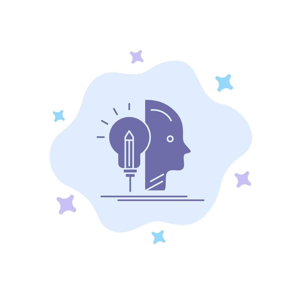 User Mind Making Programming Blue Icon on Abstract Cloud Background vector