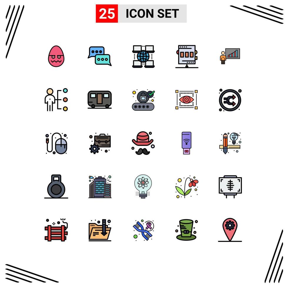 Set of 25 Modern UI Icons Symbols Signs for graph game reply chronometer activities Editable Vector Design Elements