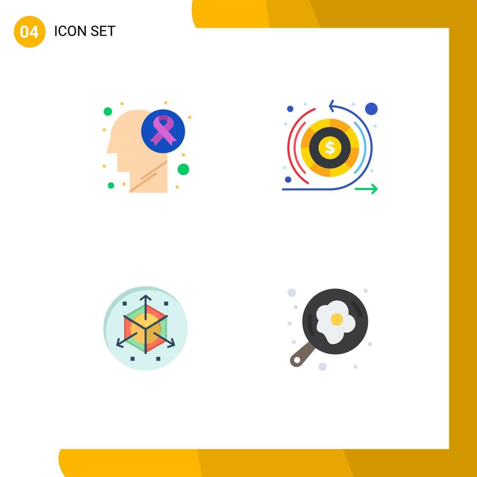 Flat Icon Pack of 4 Universal Symbols of brain disease modification disease return camping Editable Vector Design Elements