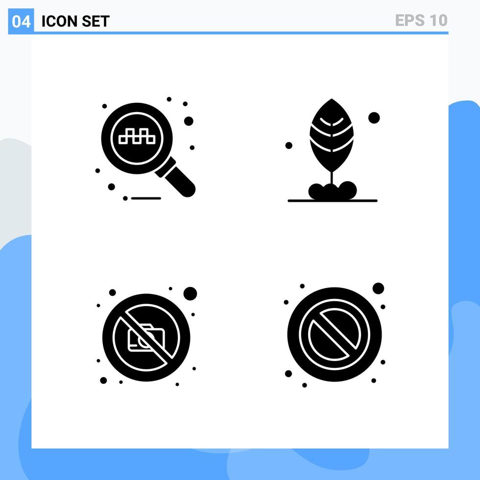 moderno 4 iconos de estilo sólido símbolos de glifo para uso general signo de icono sólido creativo aislado sobre fondo blanco paquete de 4 iconos fondo de vector de icono negro creativo