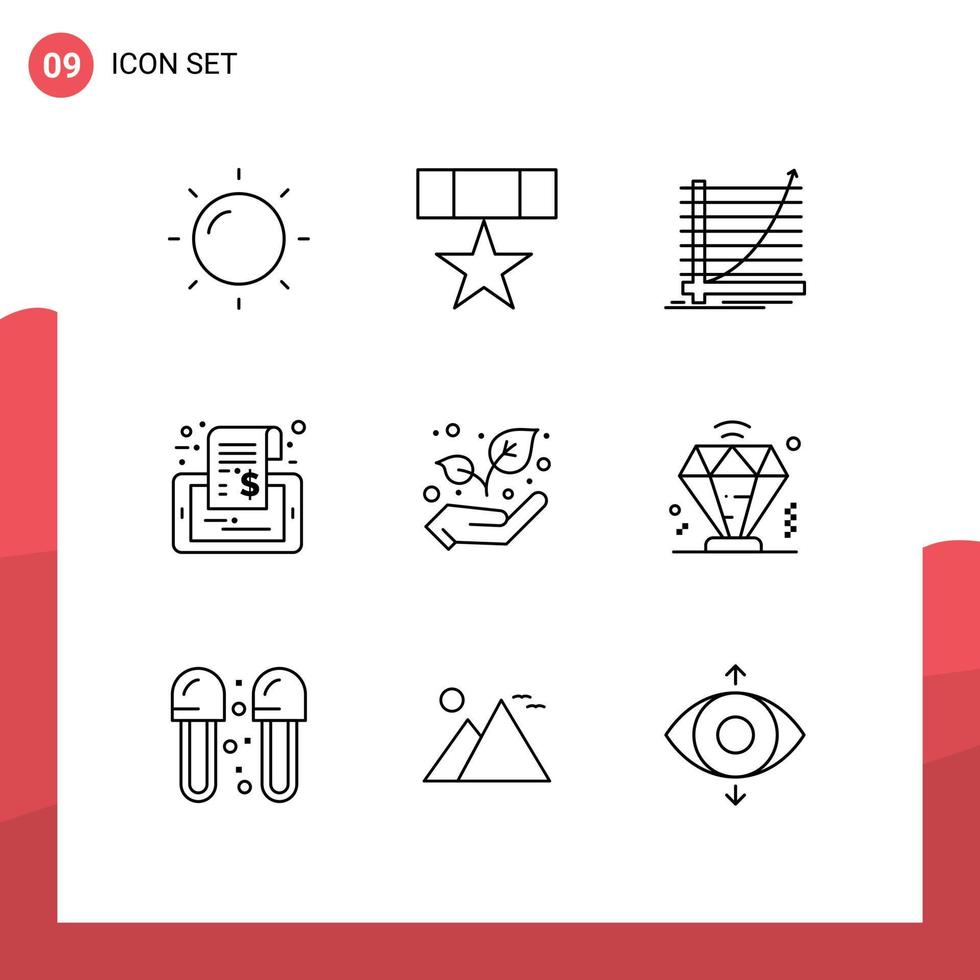 paquete de iconos de vector de stock de 9 signos y símbolos de línea para elementos de diseño de vector editables de etiqueta de teléfono de gráfico de venta ecológica