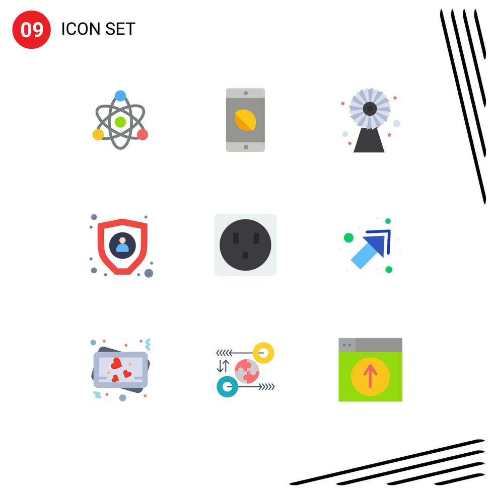 9 Creative Icons Modern Signs and Symbols of right arrow energy socket personal Editable Vector Design Elements