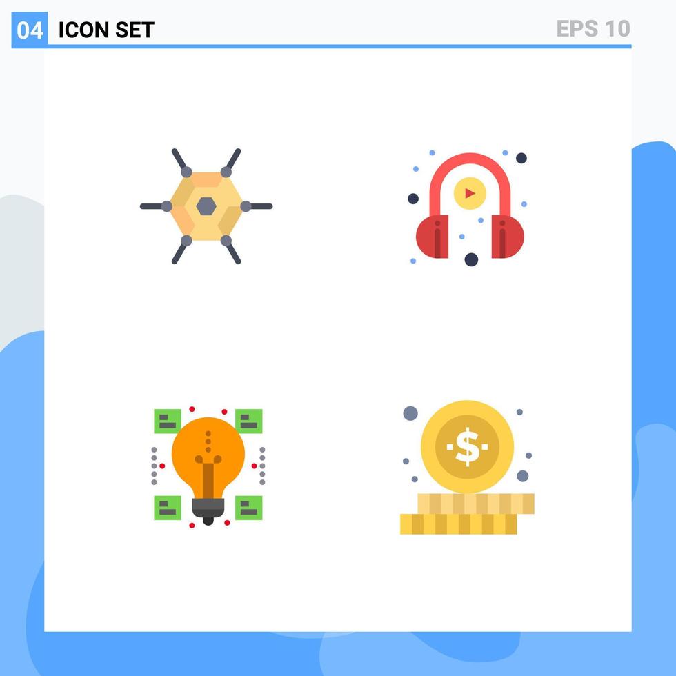 Set of 4 Modern UI Icons Symbols Signs for decentralized share e learning play online Editable Vector Design Elements