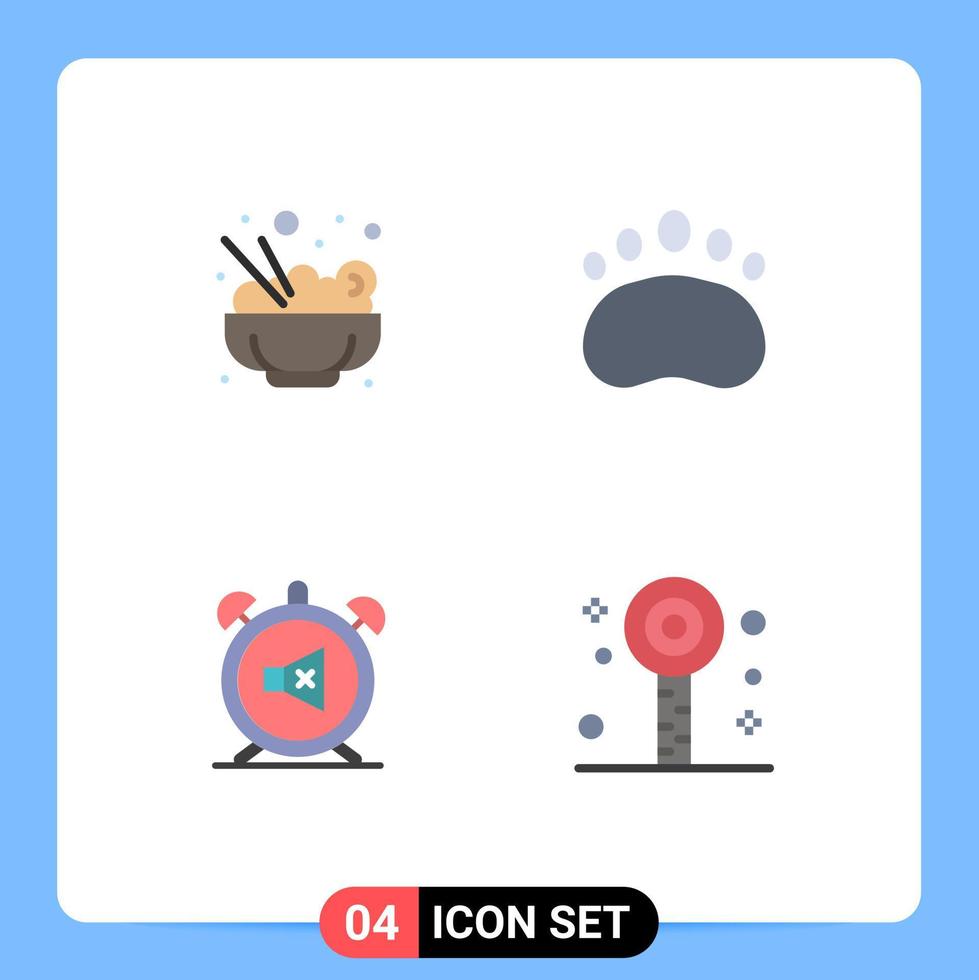 Mobile Interface Flat Icon Set of 4 Pictograms of chinese off bear alarm fun Editable Vector Design Elements