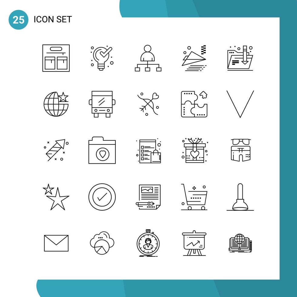 Vector Pack of 25 Outline Symbols Line Style Icon Set on White Background for Web and Mobile Creative Black Icon vector background