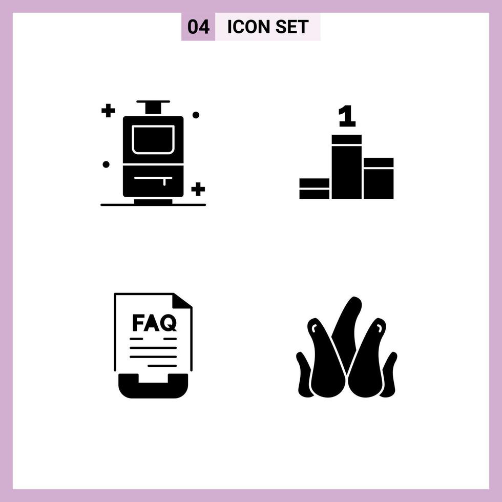 User Interface Pack of 4 Basic Solid Glyphs of bag help position communication aloe plant Editable Vector Design Elements