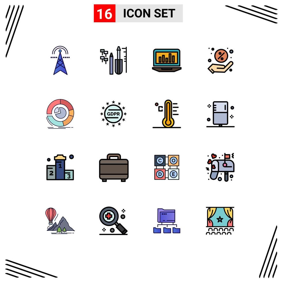 Editable Vector Line Pack of 16 Simple Flat Color Filled Lines of analysis sale equipment discount monitoring Editable Creative Vector Design Elements