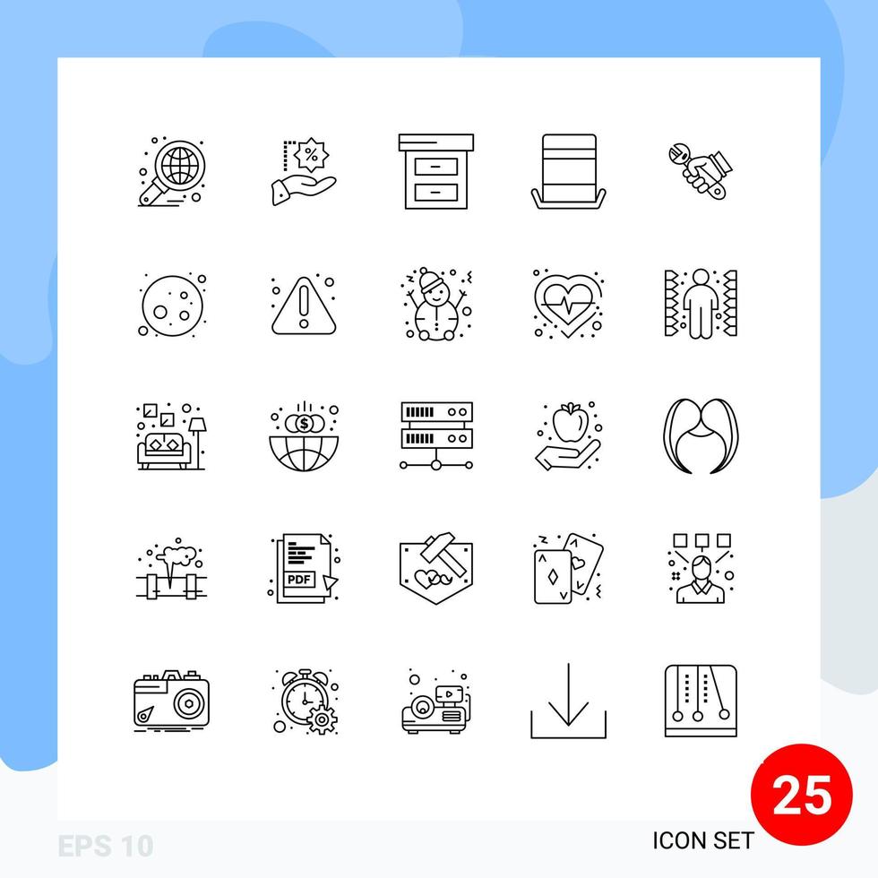 Universal Icon Symbols Group of 25 Modern Lines of repair top hat shopping top fashion Editable Vector Design Elements