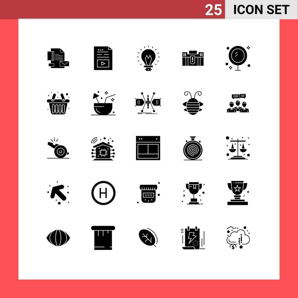 conjunto de 25 iconos de ui modernos símbolos signos para mantener elementos de diseño de vectores editables de innovación de maletín multimedia de negocios
