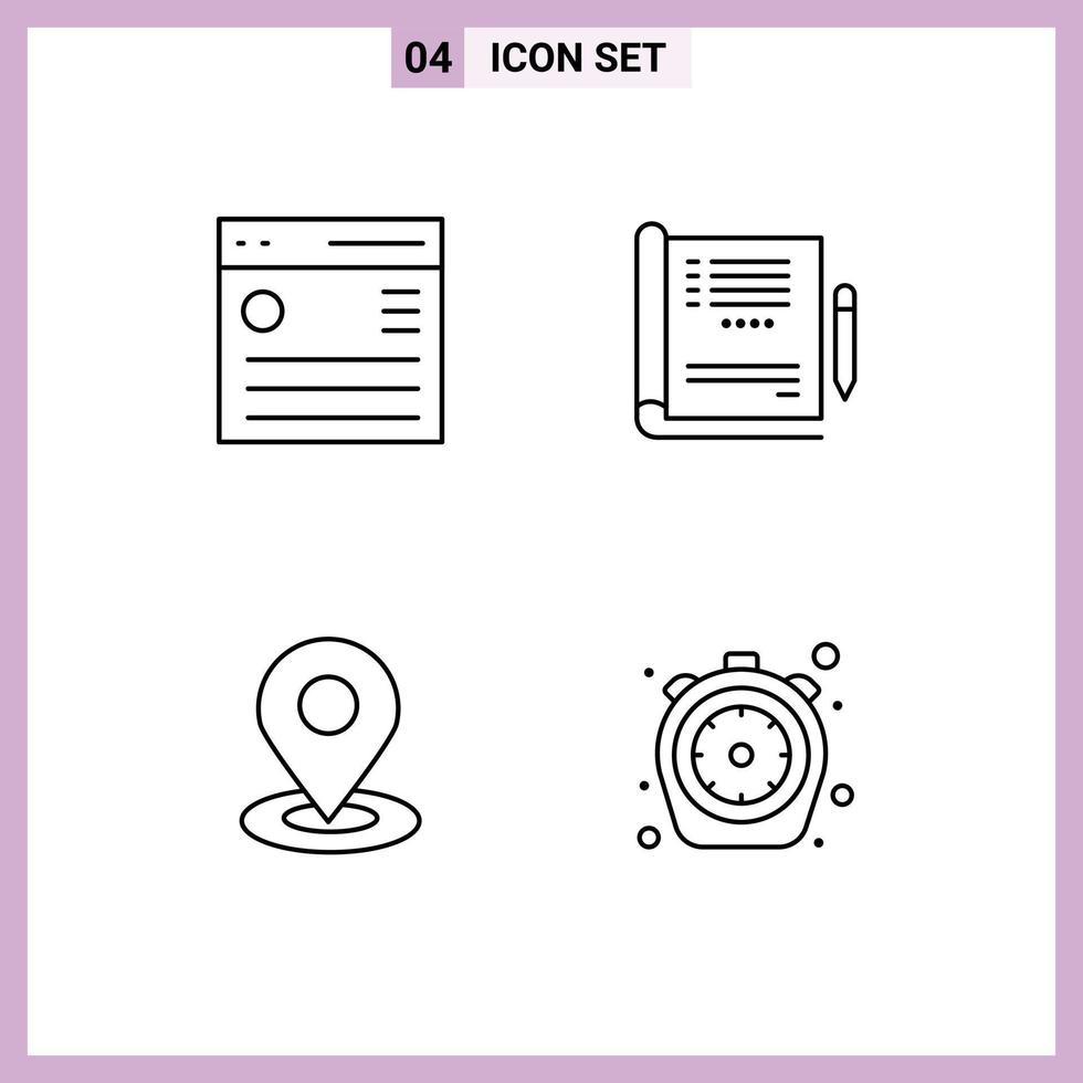 4 Universal Filledline Flat Colors Set for Web and Mobile Applications communication location menu healthcare pin Editable Vector Design Elements