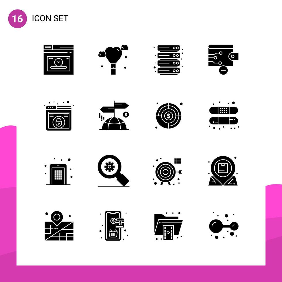 Glyph Icon set Pack of 16 Solid Icons isolated on White Background for responsive Website Design Print and Mobile Applications Creative Black Icon vector background