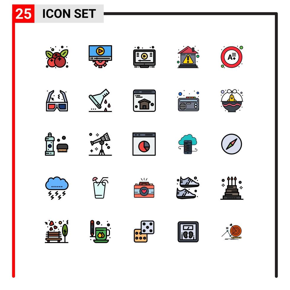 paquete de iconos de vector de stock de 25 signos y símbolos de línea para examen en casa aprender alerta de error elementos de diseño de vector editables