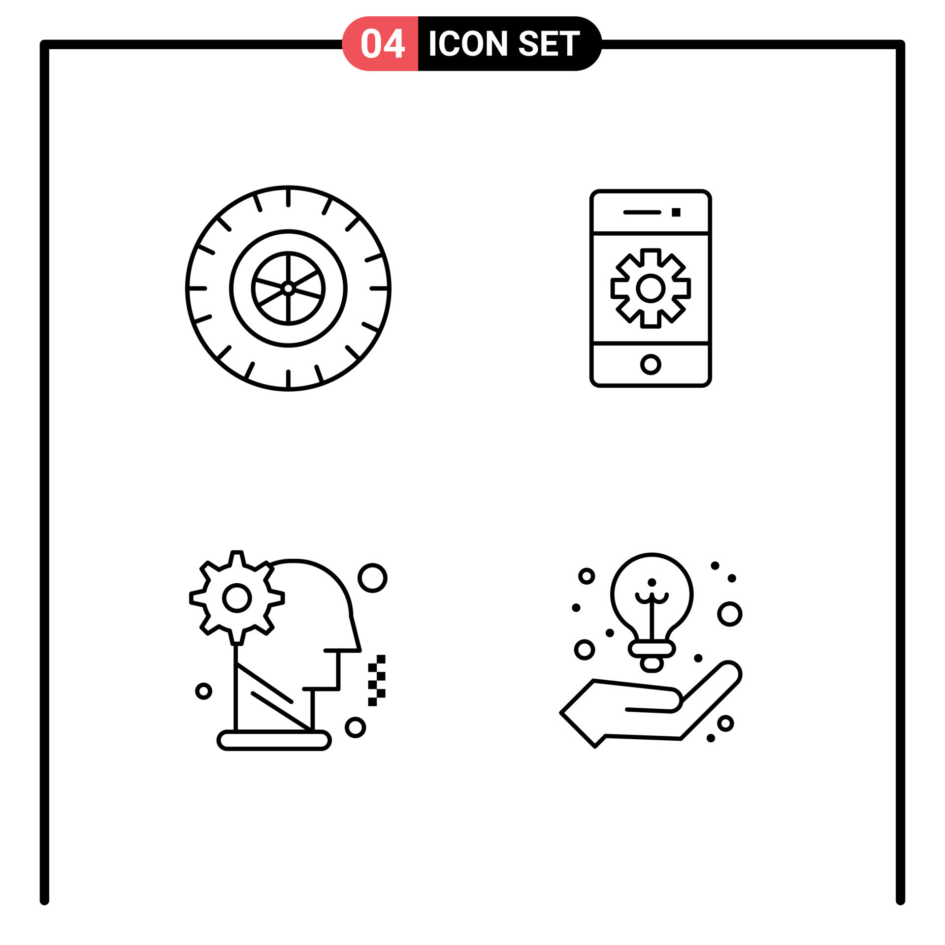 4 Thematic Vector Filledline Flat Colors and Editable Symbols of car