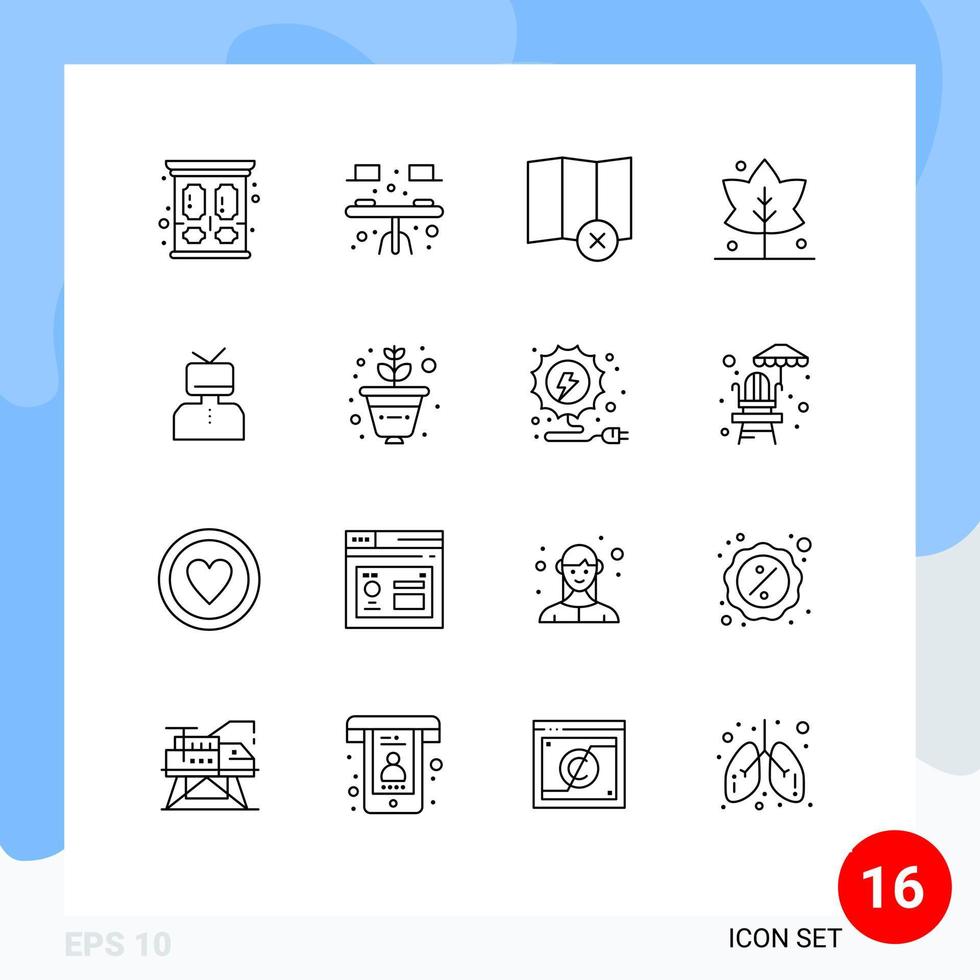 Mobile Interface Outline Set of 16 Pictograms of happy affirmations clear affirmation thanks Editable Vector Design Elements