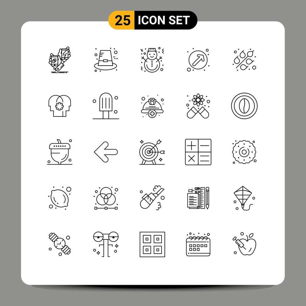 Modern Set of 25 Lines and symbols such as up right direction thanksgiving arrow christmas Editable Vector Design Elements