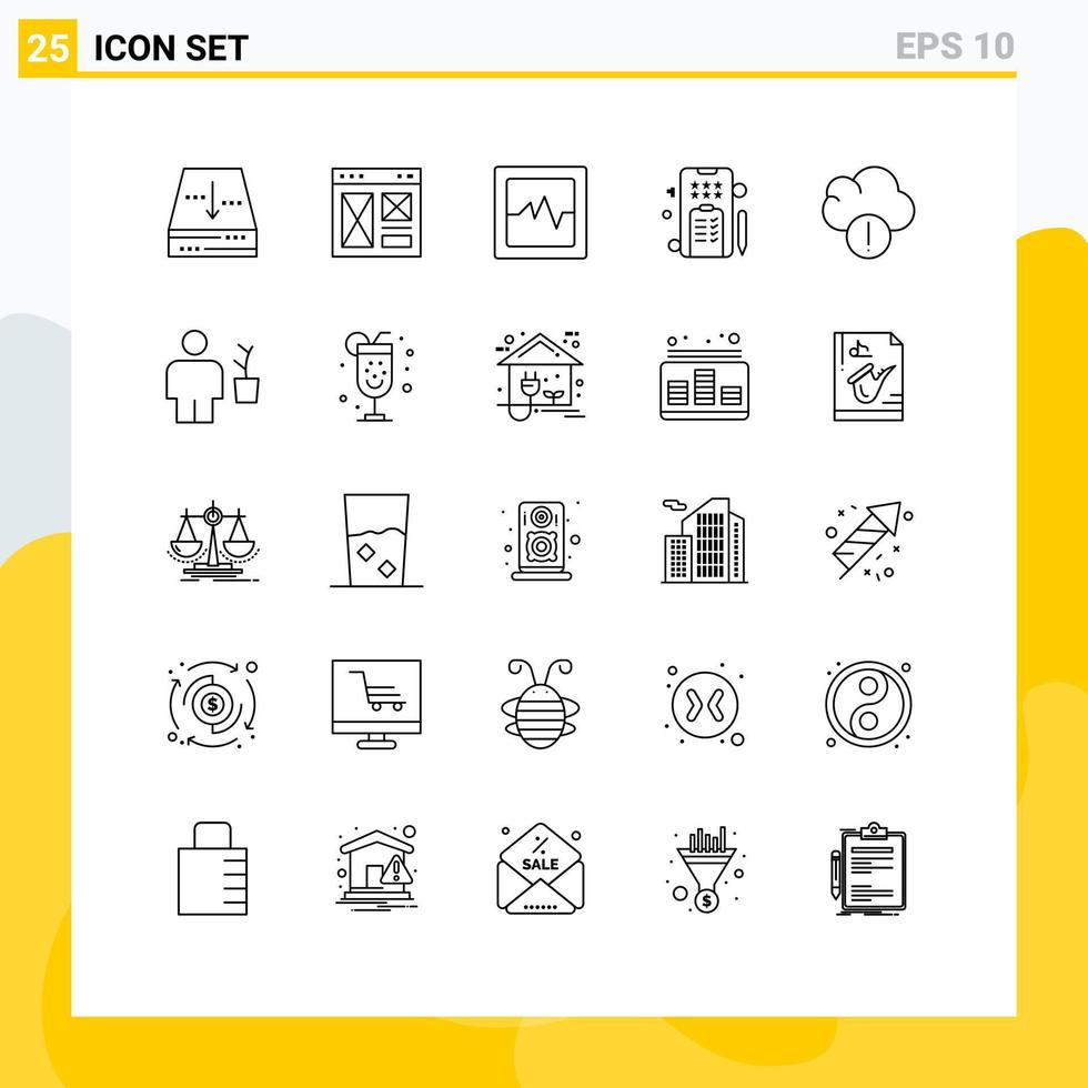 Stock Vector Icon Pack of 25 Line Signs and Symbols for avatar cloud web alert text Editable Vector Design Elements