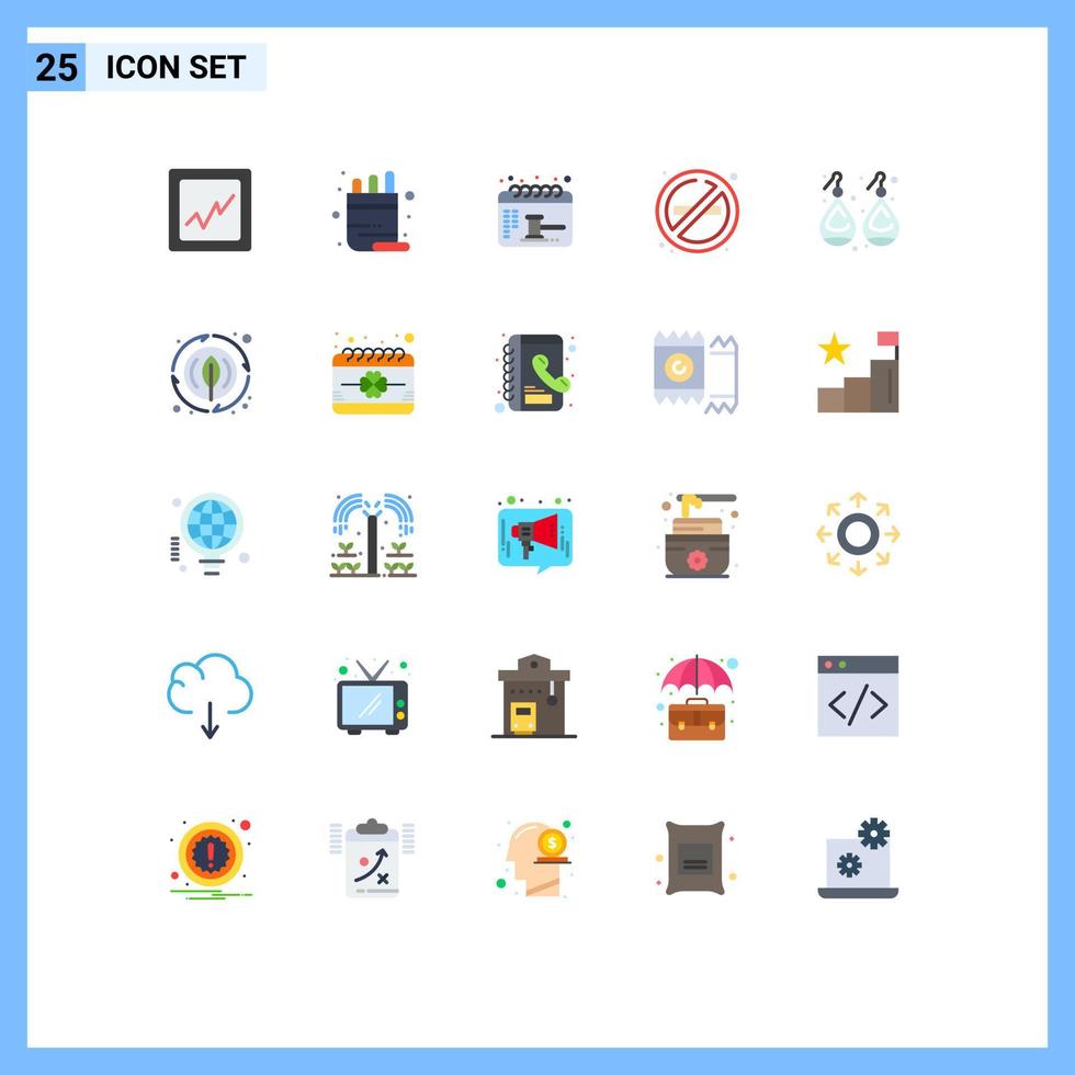 Universal Icon Symbols Group of 25 Modern Flat Colors of silver gold date earplugs place Editable Vector Design Elements