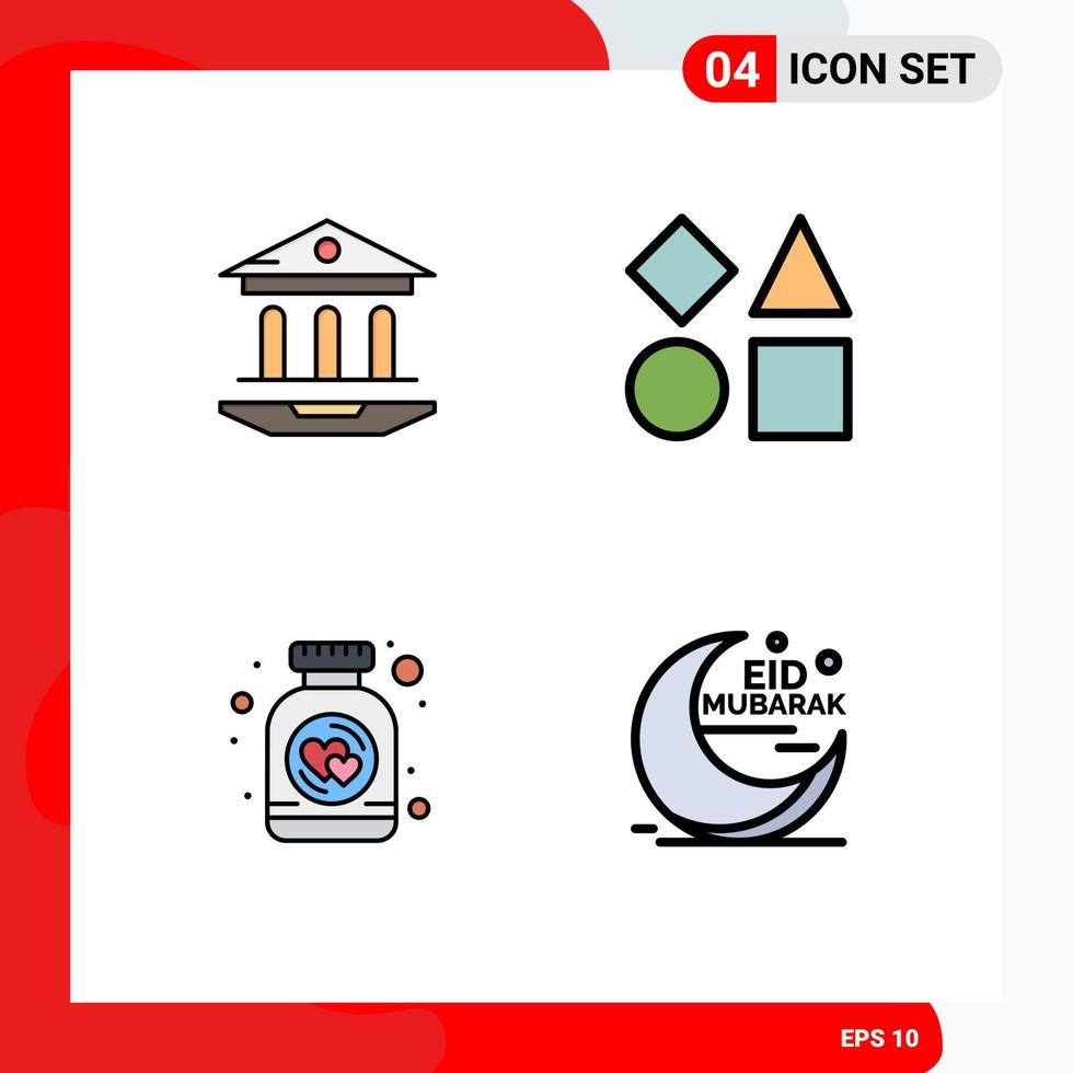 Modern Set of 4 Filledline Flat Colors and symbols such as internet cookies education shapes jar Editable Vector Design Elements