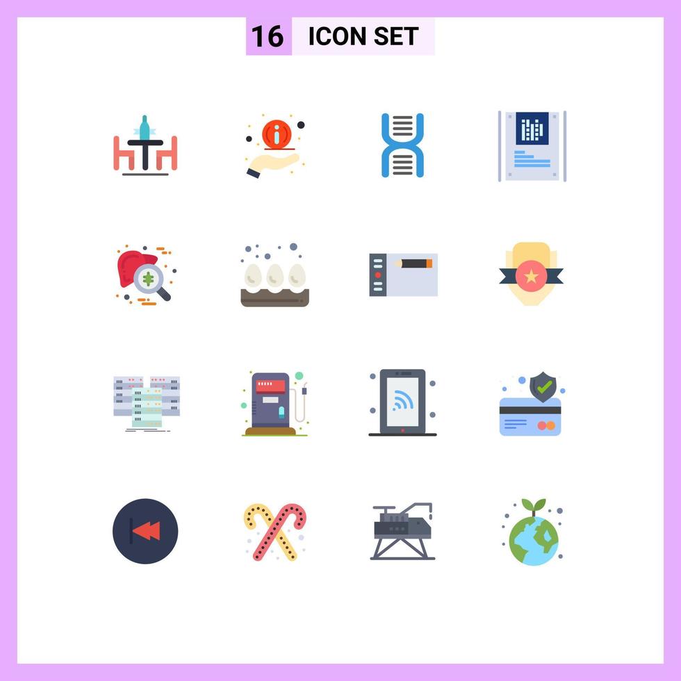 conjunto de 16 iconos modernos de la interfaz de usuario signos de símbolos para el paquete editable de elementos de diseño de vectores creativos de la escuela de biología de datos de chequeo