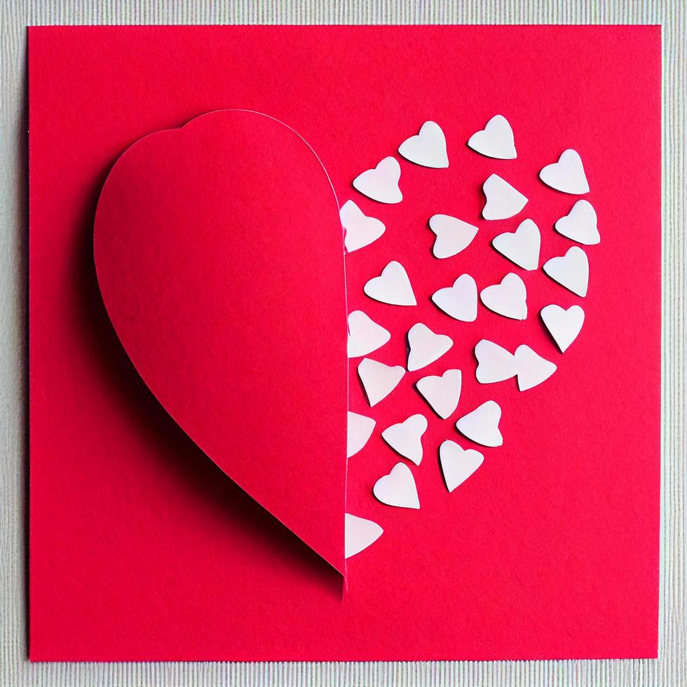 Cutted paper Heart - Valentines Day Love Card Red Open photo