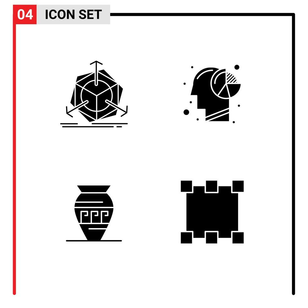 4 Solid Glyph concept for Websites Mobile and Apps change amphora object head emoji Editable Vector Design Elements
