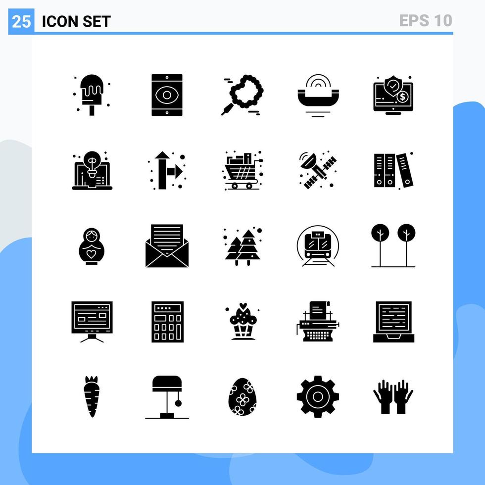 moderno 25 iconos de estilo sólido símbolos de glifo para uso general signo de icono sólido creativo aislado sobre fondo blanco paquete de 25 iconos fondo de vector de icono negro creativo