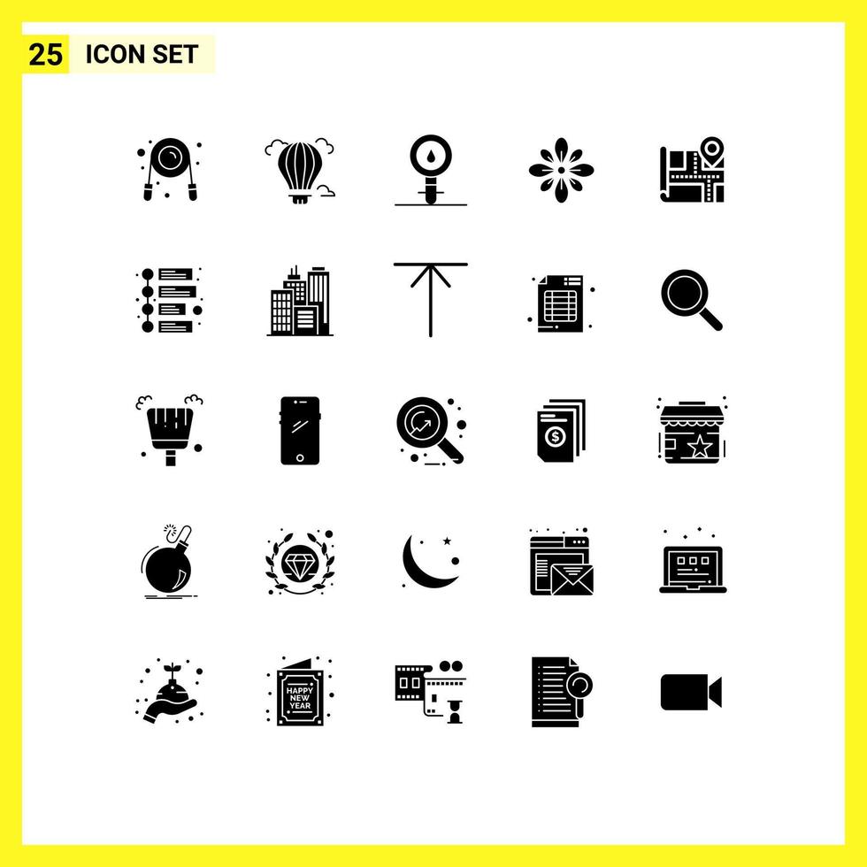 25 Universal Solid Glyph Signs Symbols of hindu decoration biochemistry decorate laboratory Editable Vector Design Elements