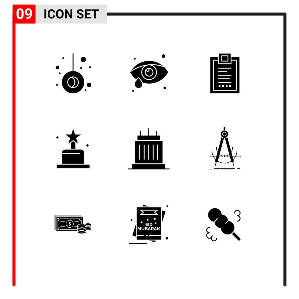 Pictogram Set of 9 Simple Solid Glyphs of property estate delivery buildings cinema Editable Vector Design Elements