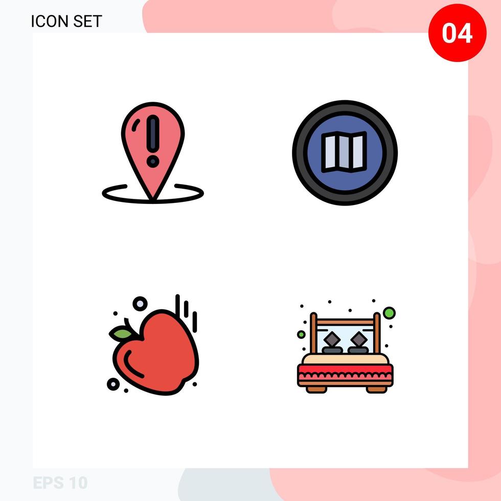 paquete de iconos de vector de stock de 4 signos y símbolos de línea para ayudar a los mapas a señalar elementos de diseño de vector editables de alimentos de google