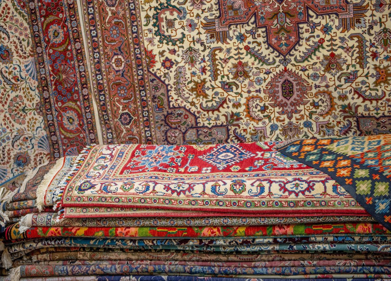 Colorful carpets on display photo