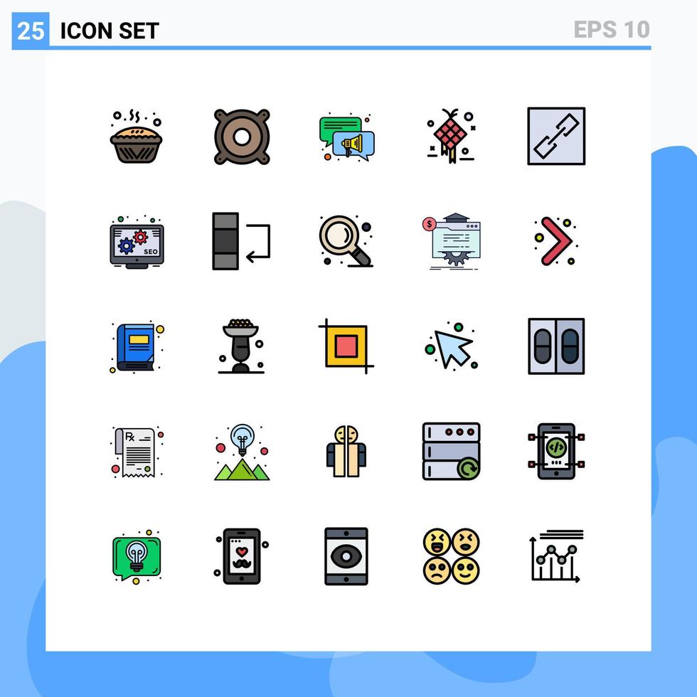 User Interface Pack of 25 Basic Filled line Flat Colors of connect hanging conversation design eid Editable Vector Design Elements