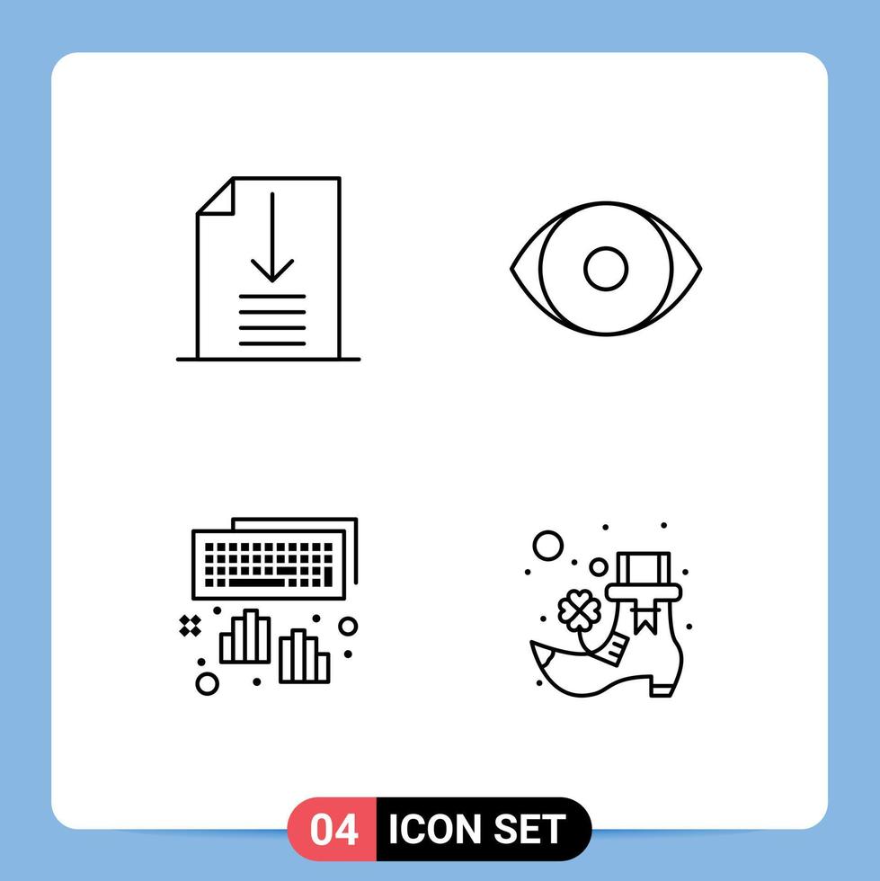 4 Creative Icons Modern Signs and Symbols of down programming eye vision boot Editable Vector Design Elements