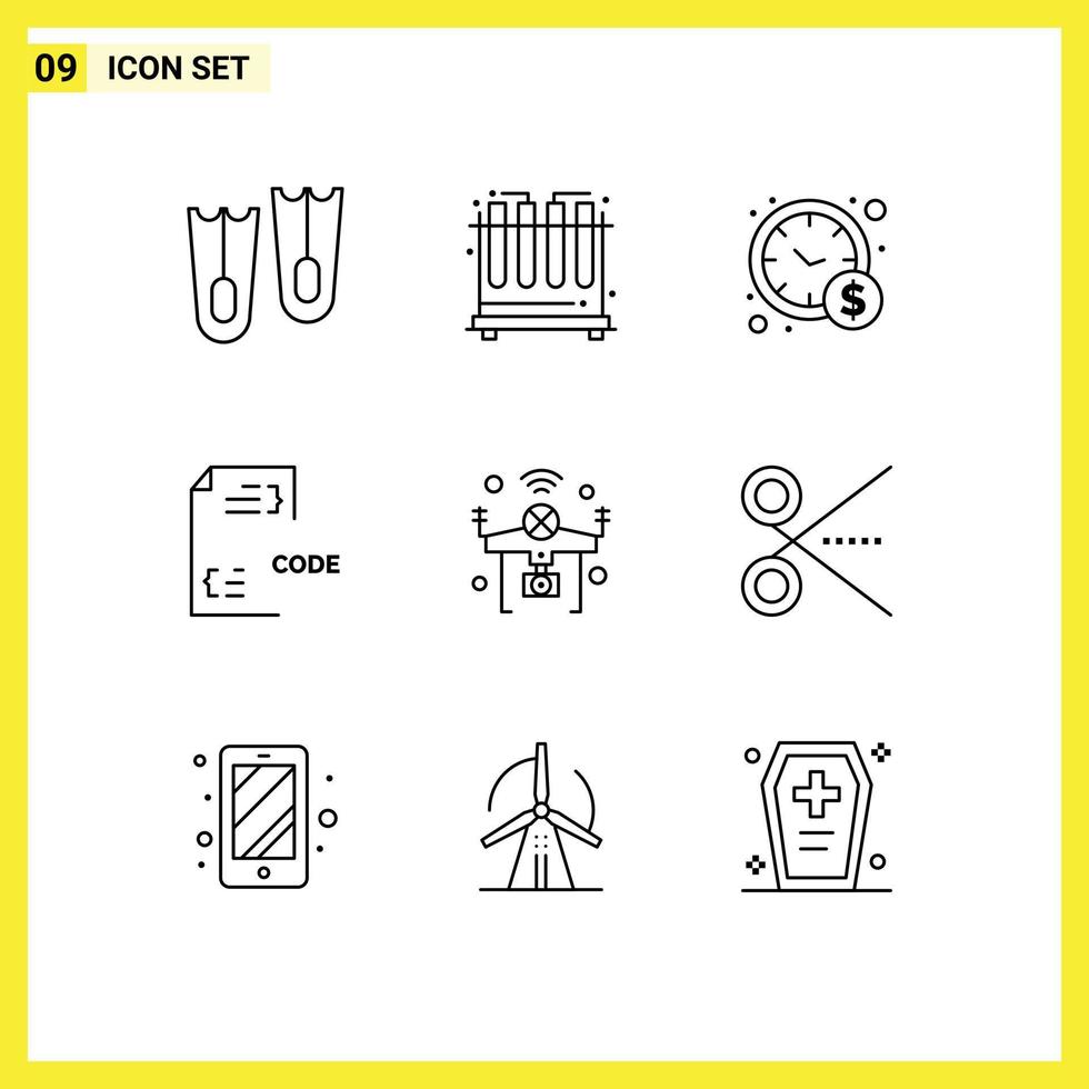 Outline Pack of 9 Universal Symbols of things internet business drone development Editable Vector Design Elements