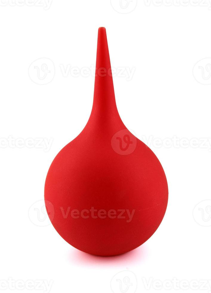 Red rubber ball syringe isolated on white background. Full clipping path. photo