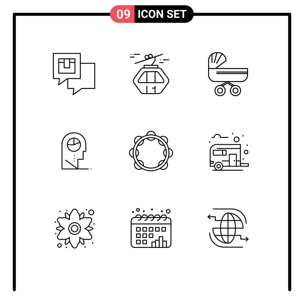 9 Thematic Vector Outlines and Editable Symbols of man human gondola stroller kids Editable Vector Design Elements