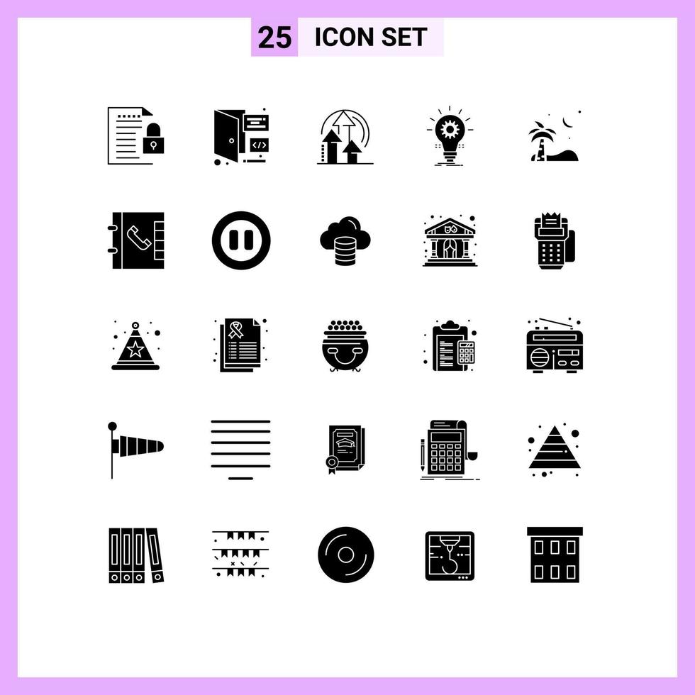 Set of 25 Modern UI Icons Symbols Signs for light idea page develop product Editable Vector Design Elements