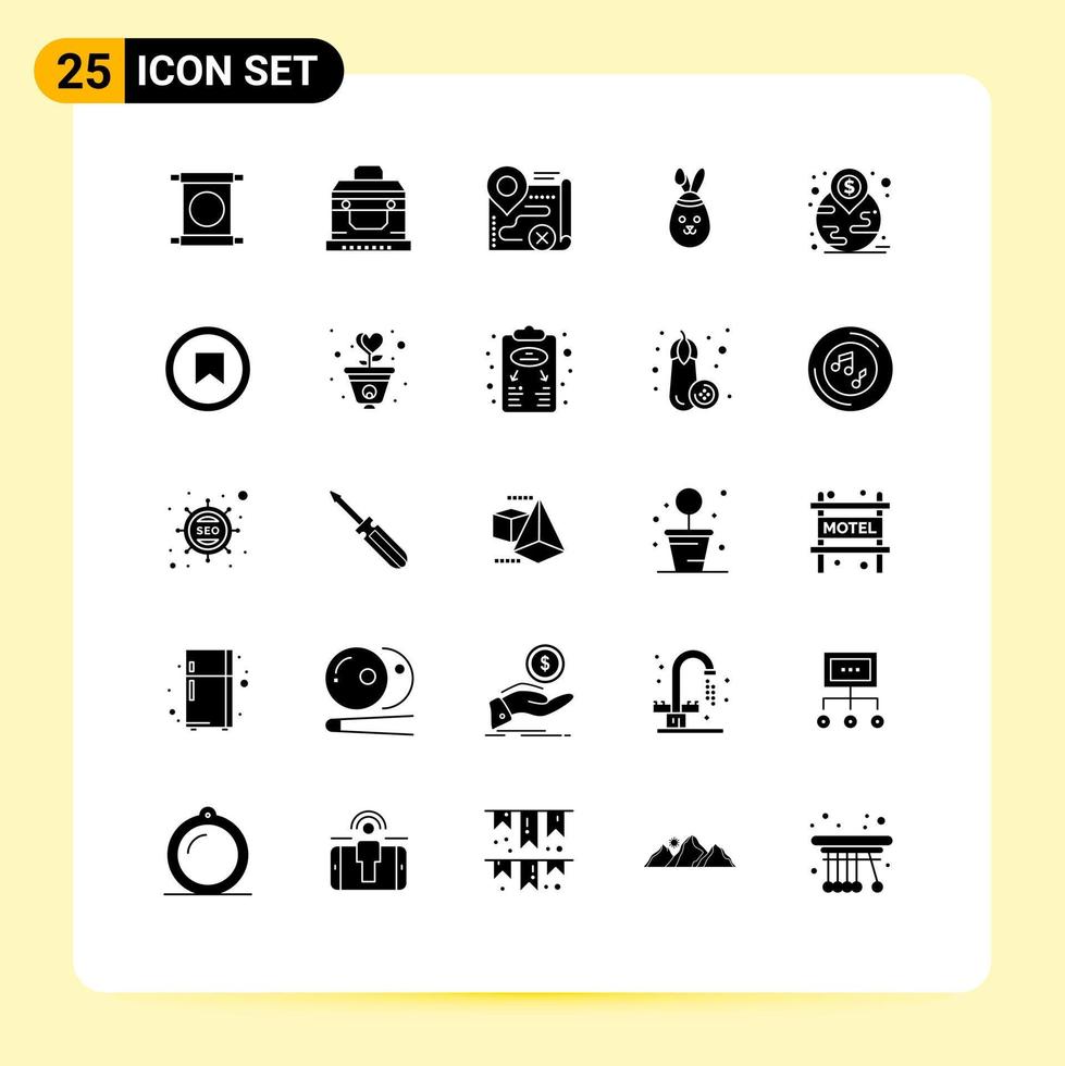 Stock Vector Icon Pack of 25 Line Signs and Symbols for investment bunny map easter cancel Editable Vector Design Elements
