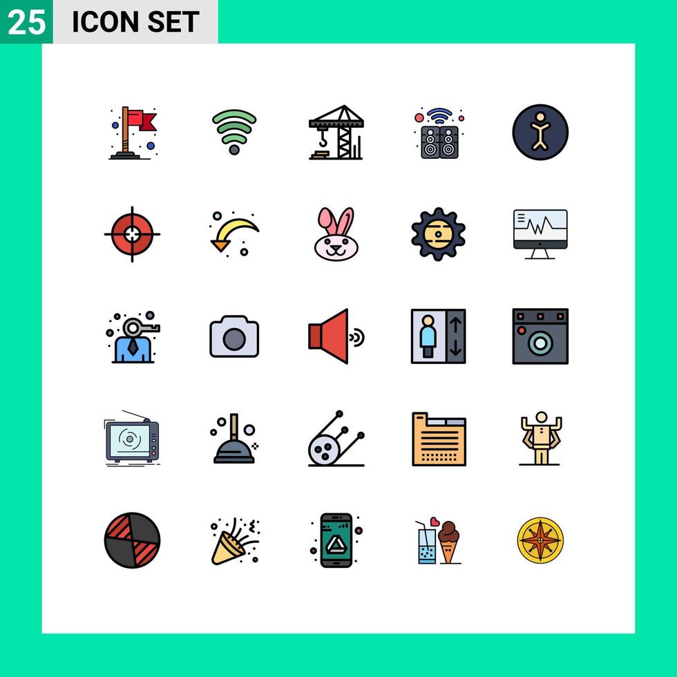 Universal Icon Symbols Group of 25 Modern Filled line Flat Colors of aim human construction accessibility speaker Editable Vector Design Elements
