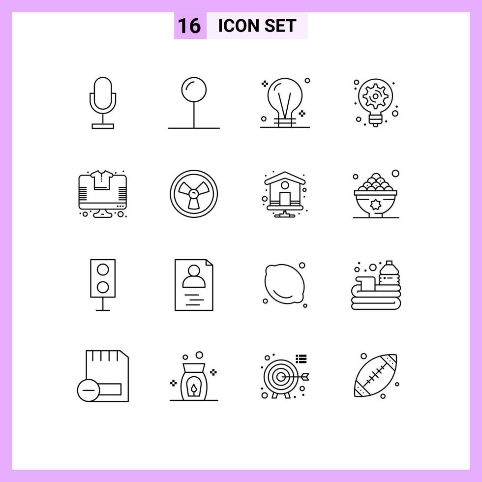 16 User Interface Outline Pack of modern Signs and Symbols of online innovation bulb idea idea Editable Vector Design Elements