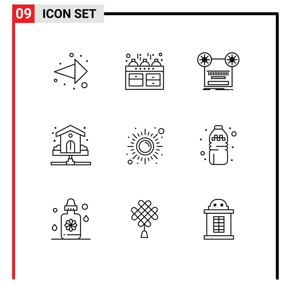 Modern Set of 9 Outlines and symbols such as fitness plumbing recording plumber house Editable Vector Design Elements