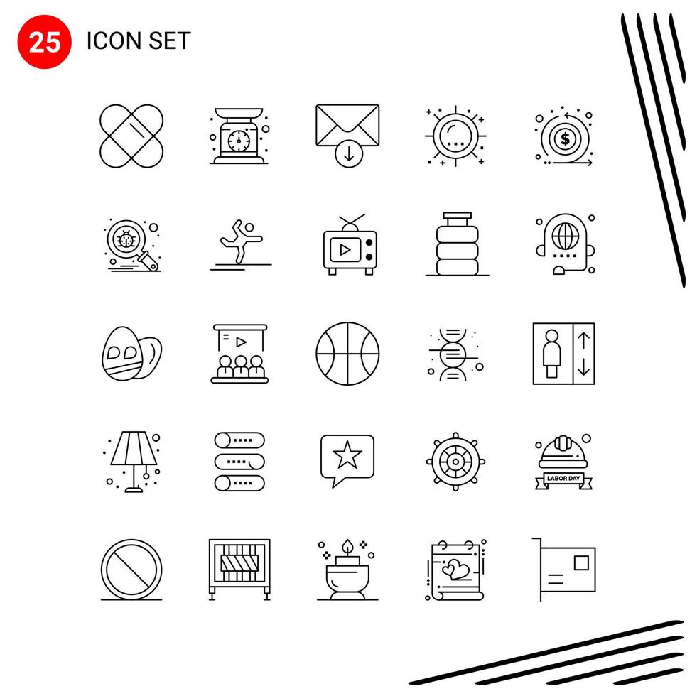 Collection of 25 Vector Icons in Line style Pixle Perfect Outline Symbols for Web and Mobile Line Icon Signs on White Background 25 Icons Creative Black Icon vector background