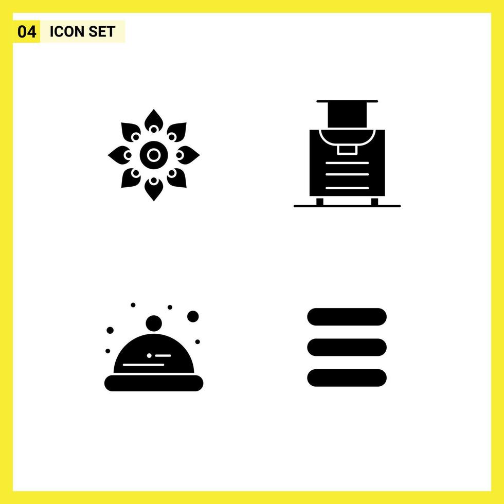 conjunto de 4 iconos de interfaz de usuario modernos símbolos signos para celebrar baby diwali baggage niño elementos de diseño vectorial editables vector