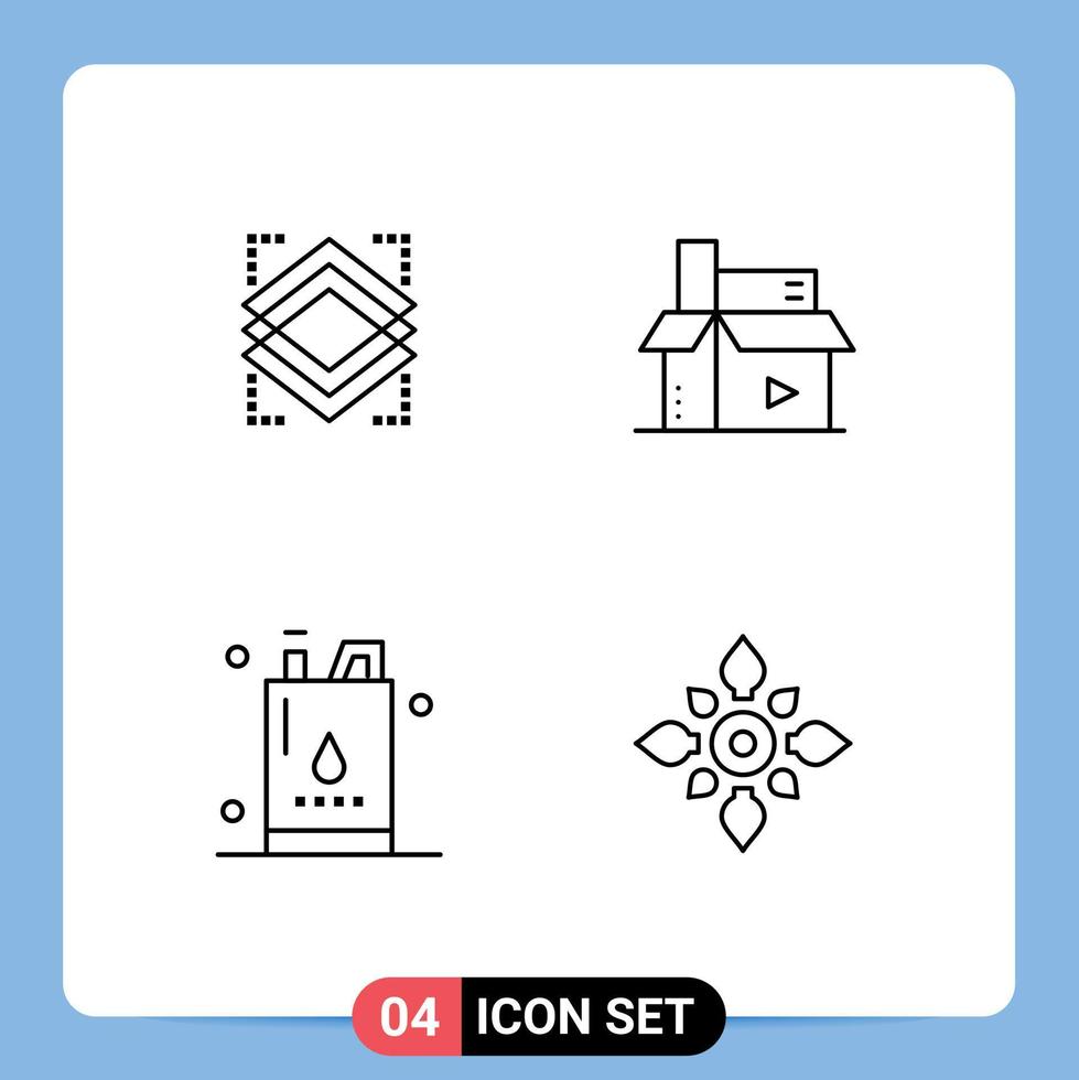 Modern Set of 4 Filledline Flat Colors and symbols such as layers bottle server digital gallon Editable Vector Design Elements