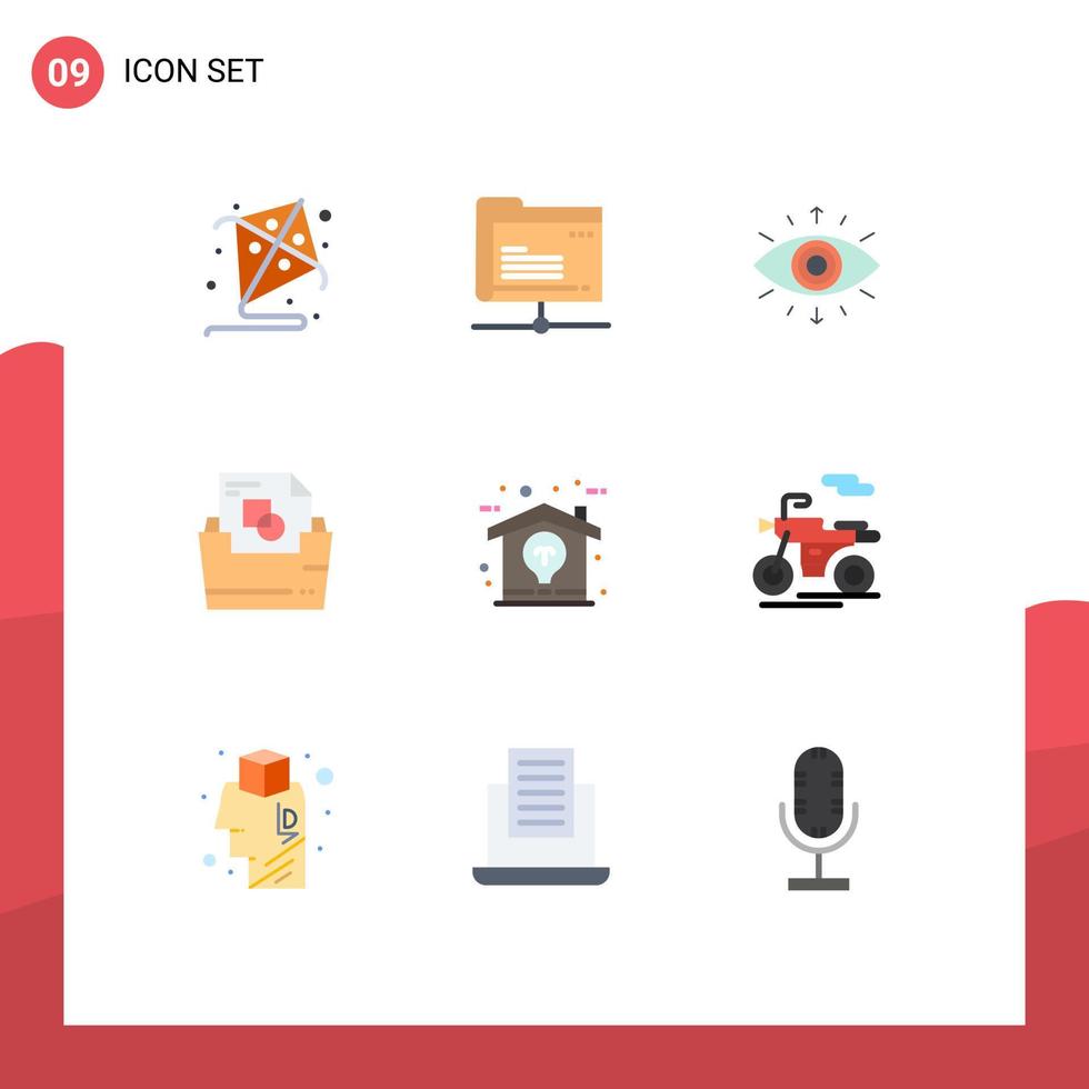 Modern Set of 9 Flat Colors and symbols such as home creative symbol folder document folder Editable Vector Design Elements