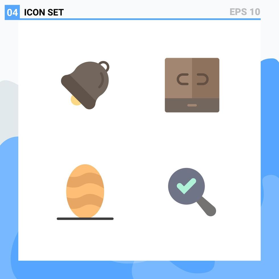 4 paquete de iconos planos de interfaz de usuario de signos y símbolos modernos de elementos de diseño vectorial editables de búsqueda interior de armario de alimentos de alarma vector
