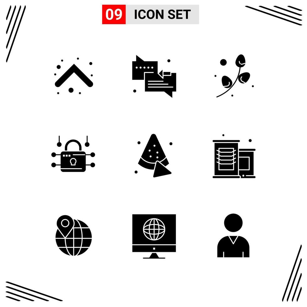 9 iconos estilo sólido cuadrícula basada en símbolos de glifos creativos para el diseño de sitios web signos de iconos sólidos simples aislados en fondo blanco 9 conjunto de iconos fondo de vector de icono negro creativo