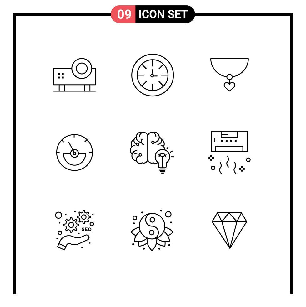 Outline Pack of 9 Universal Symbols of business energy global eletrical ampere Editable Vector Design Elements