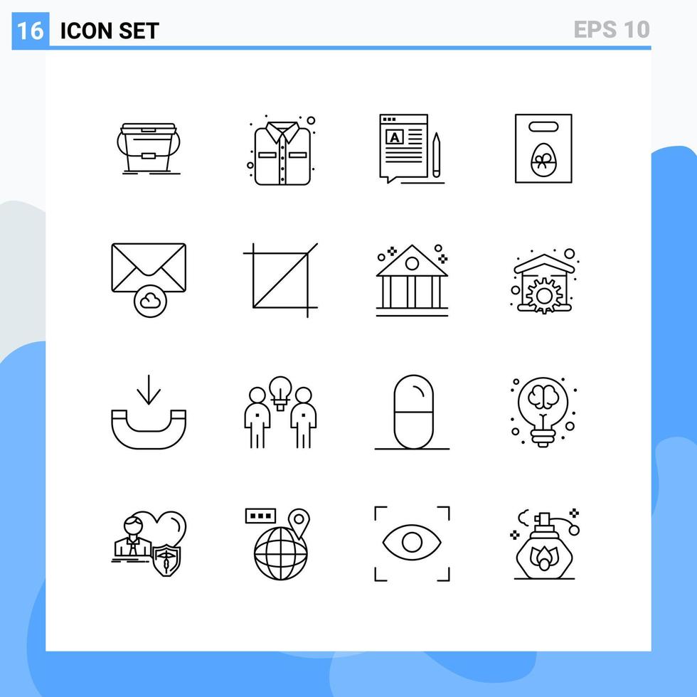 conjunto de 16 iconos de interfaz de usuario modernos símbolos signos para sobre pascua escribir peso de regalo elementos de diseño vectorial editables vector