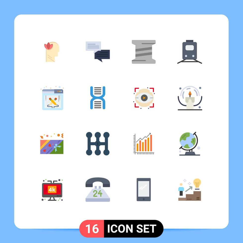 grupo de 16 colores planos modernos establecidos para el diseño de software tren de viaje en espiral paquete editable de elementos creativos de diseño de vectores